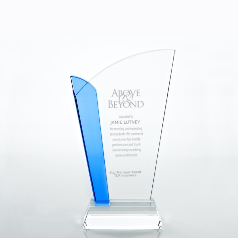 View larger image of Crystal Light Blue Accent Trophy - Straight Edge